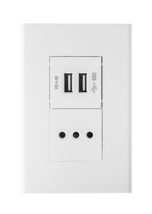 Modulo toma 10A + cargador USB blanco